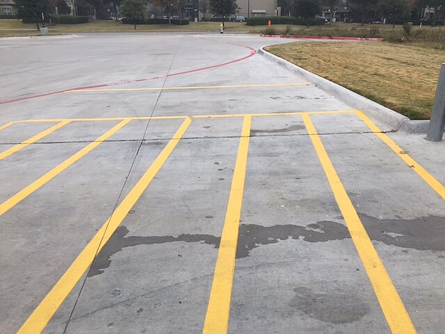 Yellow Line Striping In Parking Lot